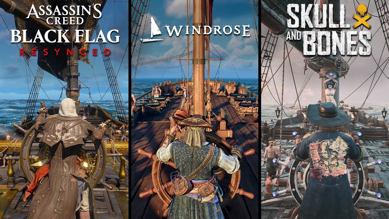 AC Black Flag Resynced против Windrose против Skull and Bones &mdash; сравнение физики, деталей и геймплея