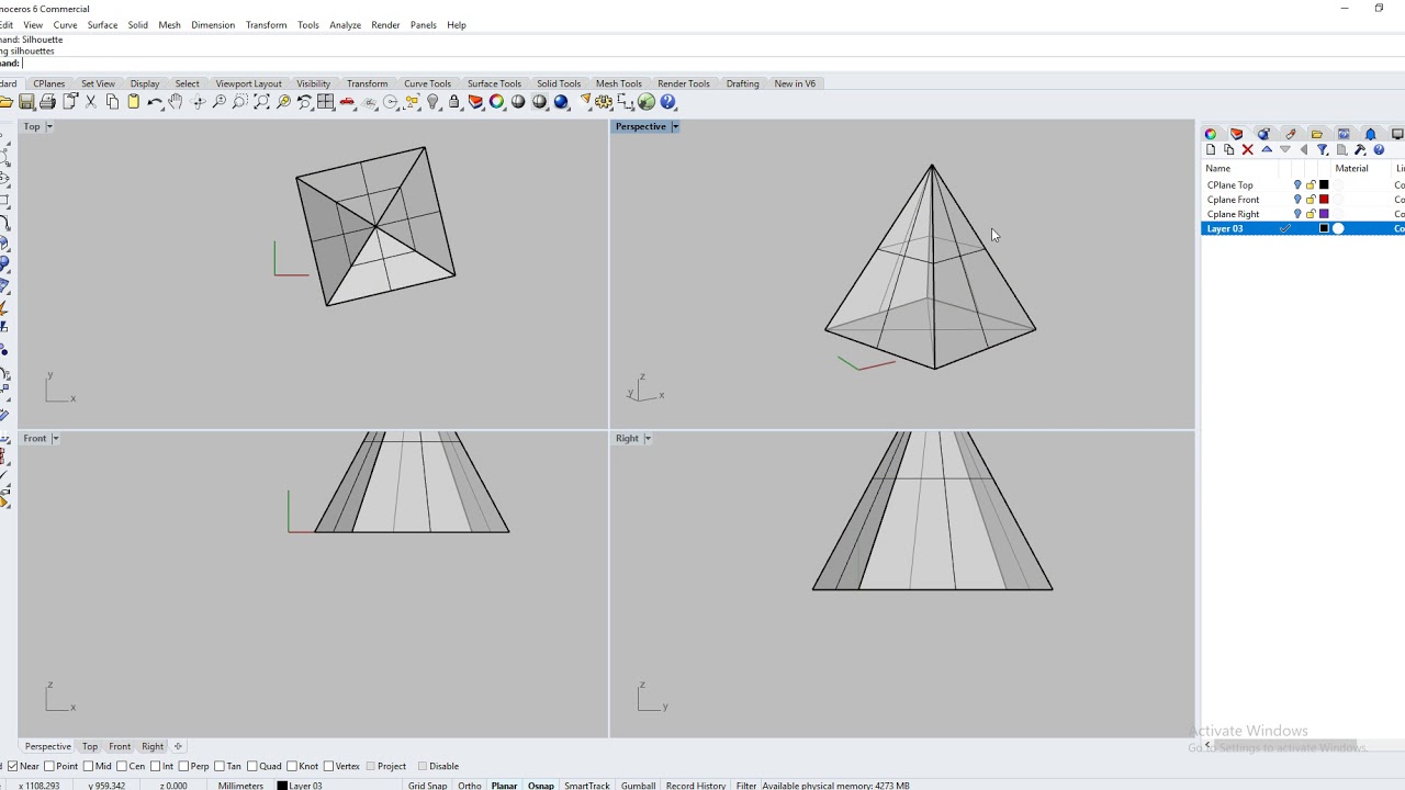 Rhino Tutorial 4/5 Construction Plane CPlane