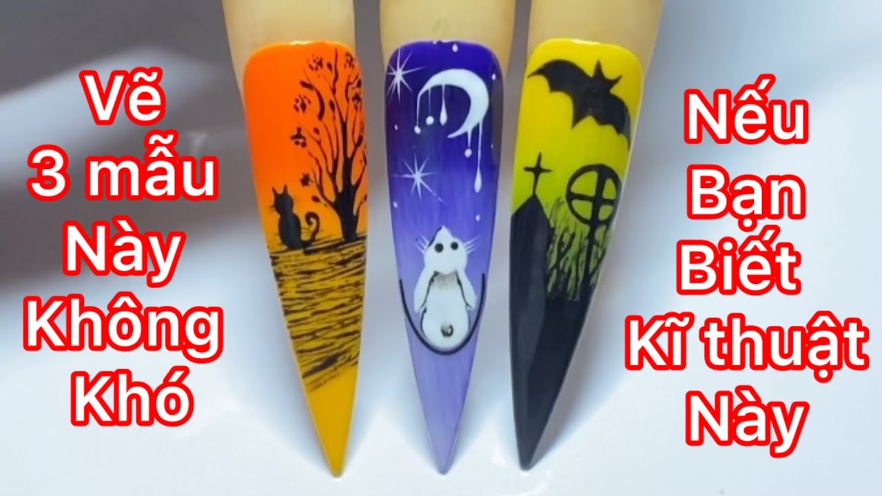 Cách vẽ design mẫu nail halloween cơ bản dễ làm