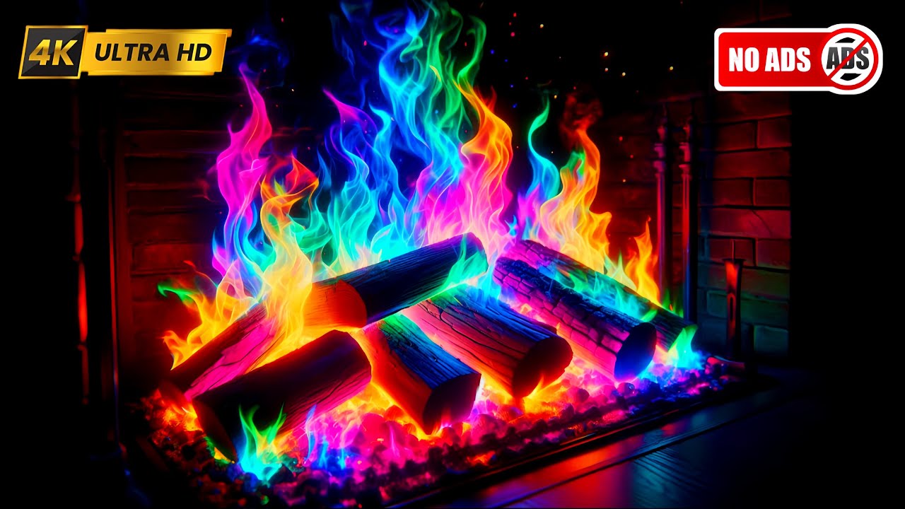 Soothing Rainbow Fireplace 4K Ultra HD | Relax, Sleep, Study & Meditation Ambience