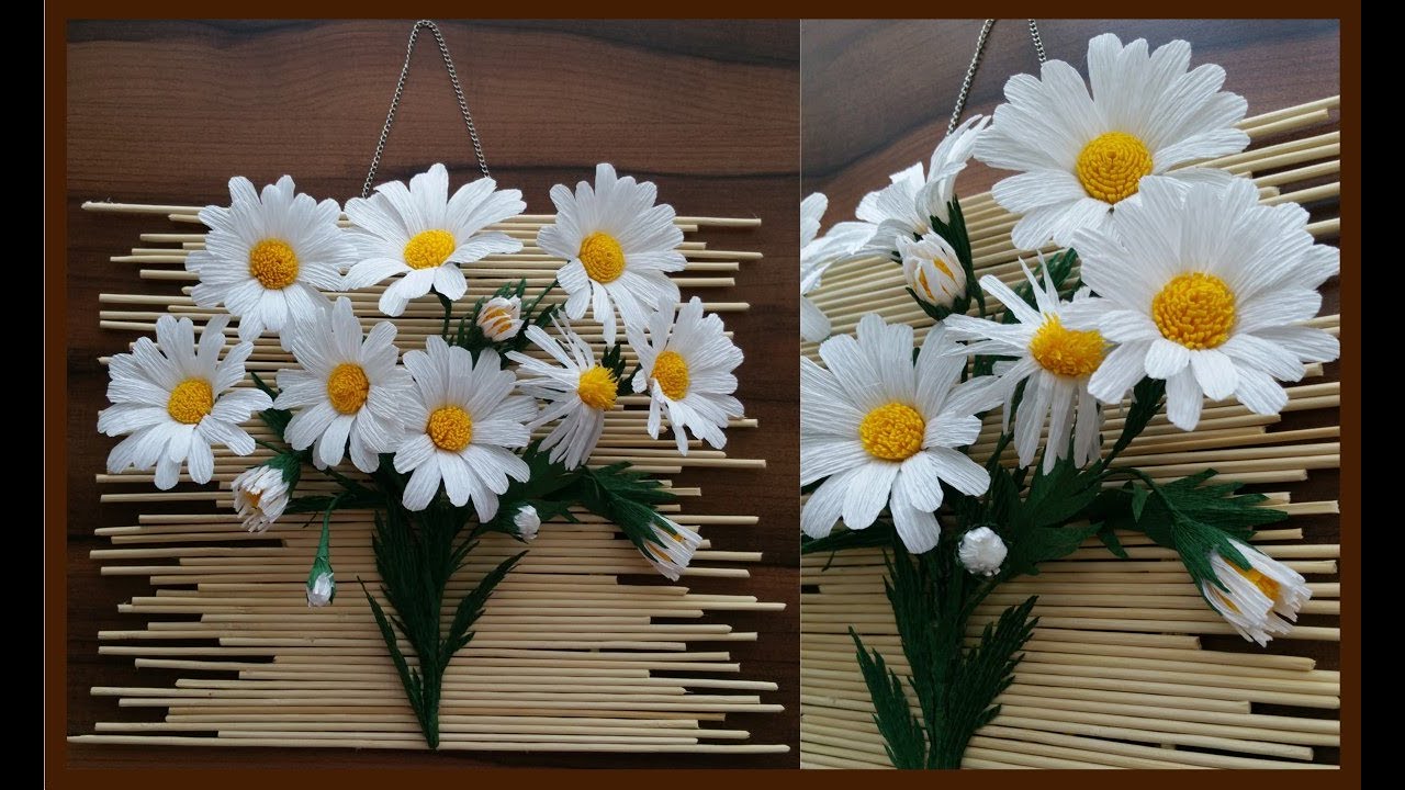 Krapon kağıdından papatya yapımı/3d tablo yapımı/Paper flower/Crepe flower🌼