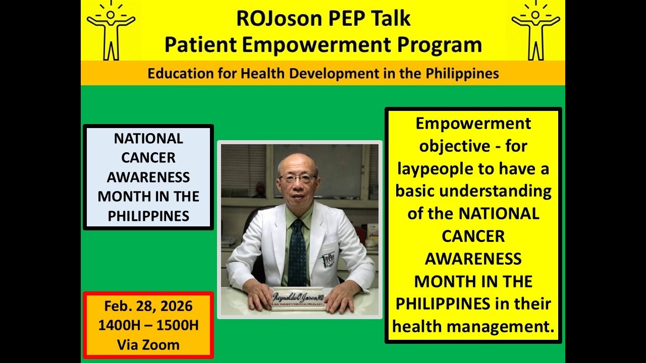 ROJoson PEP Talk: National Cancer Awareness Month in the Philippines