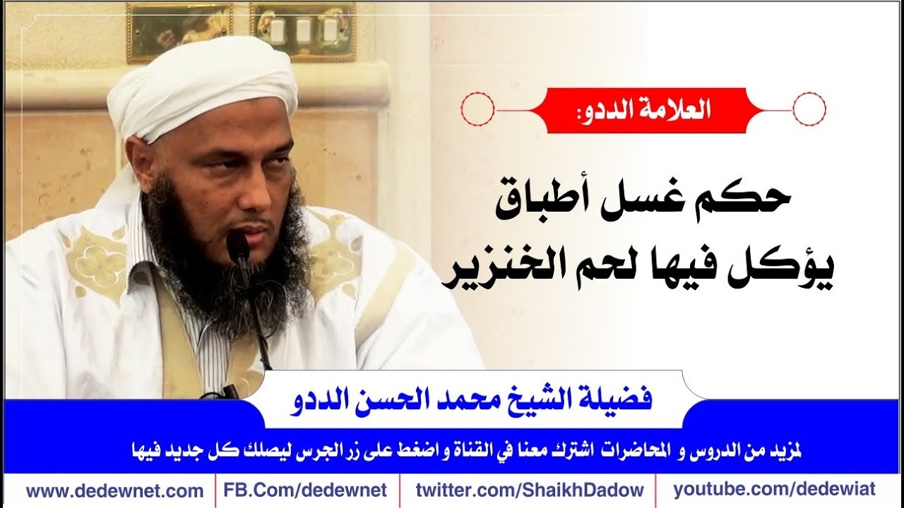 حكم غسل أطباق يؤكل فيها لحم الخنزير  |  العلامة محمد الحسن الددو