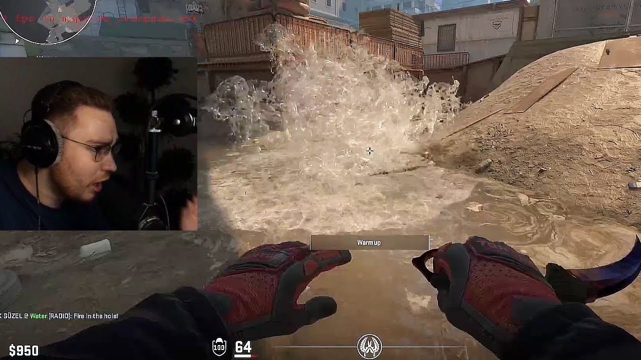 ohnePixel shocked over the new water physics in CS2