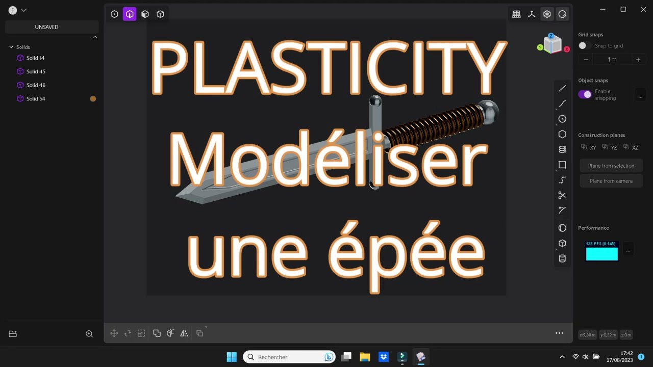Plasticity 3D modéliser une épée très simplement