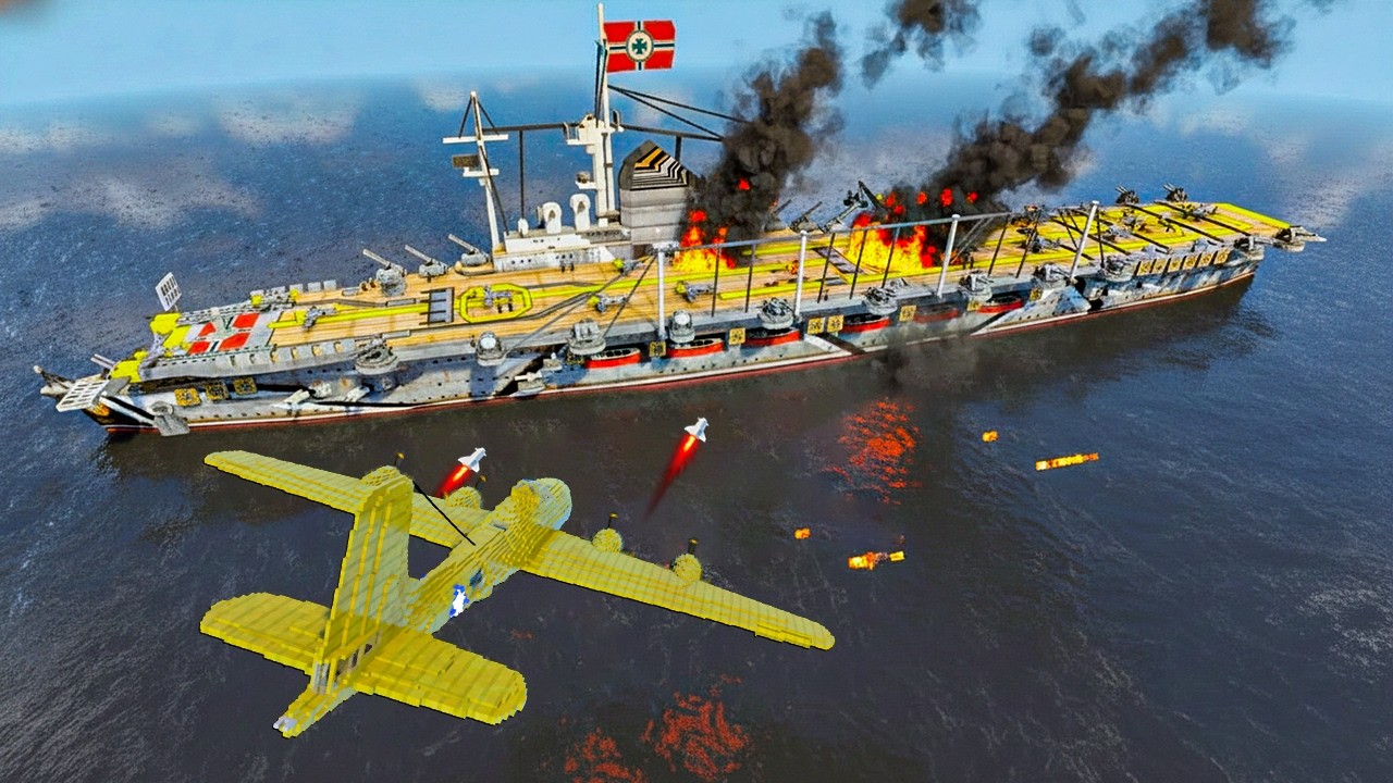 Airstrike Destroys Graf Zeppelin Aircraft Carrier Ultimate Warship Test | Teardown