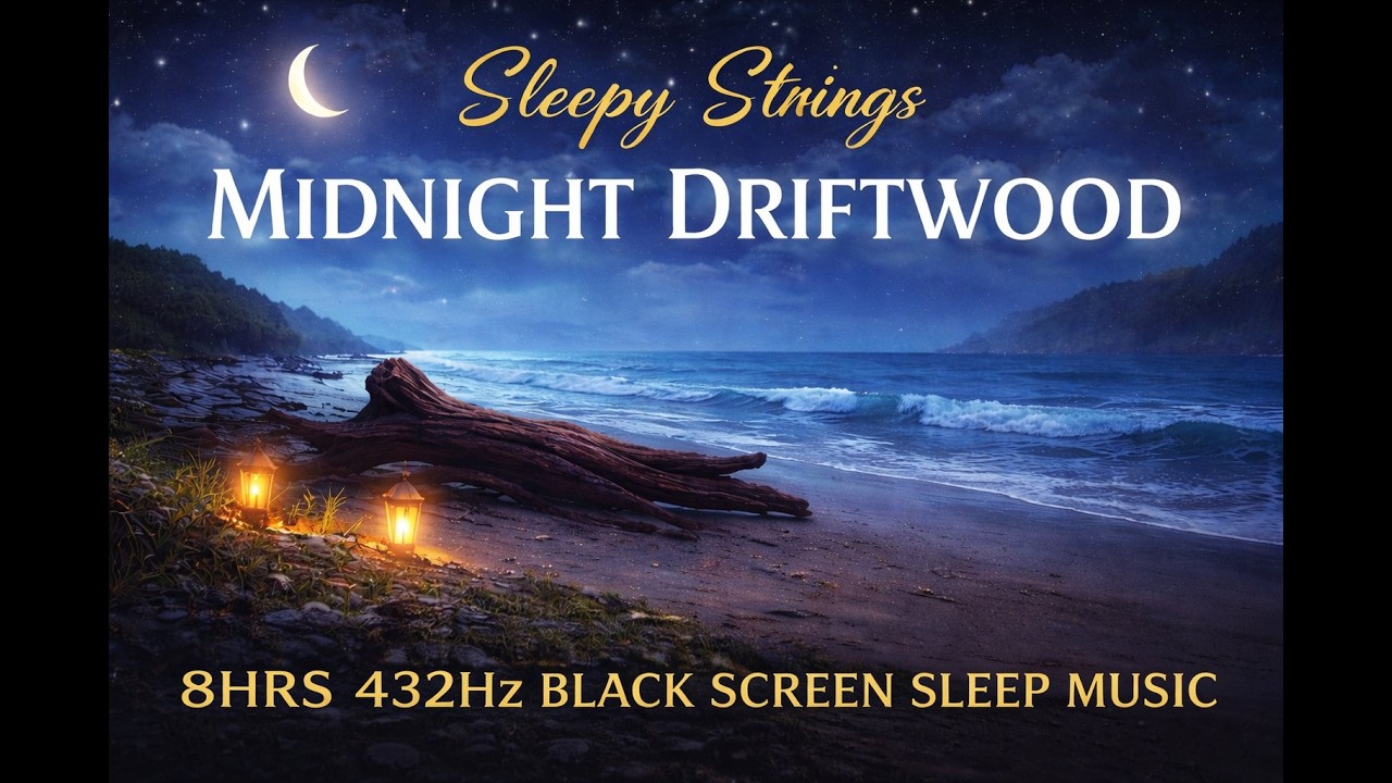 🎸 Sleepy Strings Midnight Driftwood : 8HRS 432hz Black Screen Sleep Music