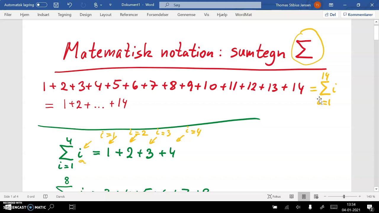 Matematisk notation: sumtegn