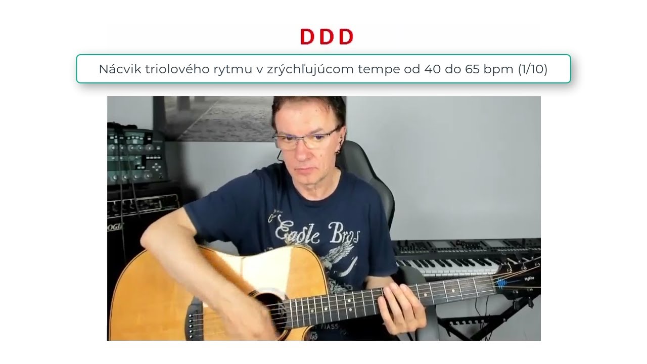 Nácvik triolového rytmu v zrýchľujúcom tempe od 40 do 65 bpm (1/10)