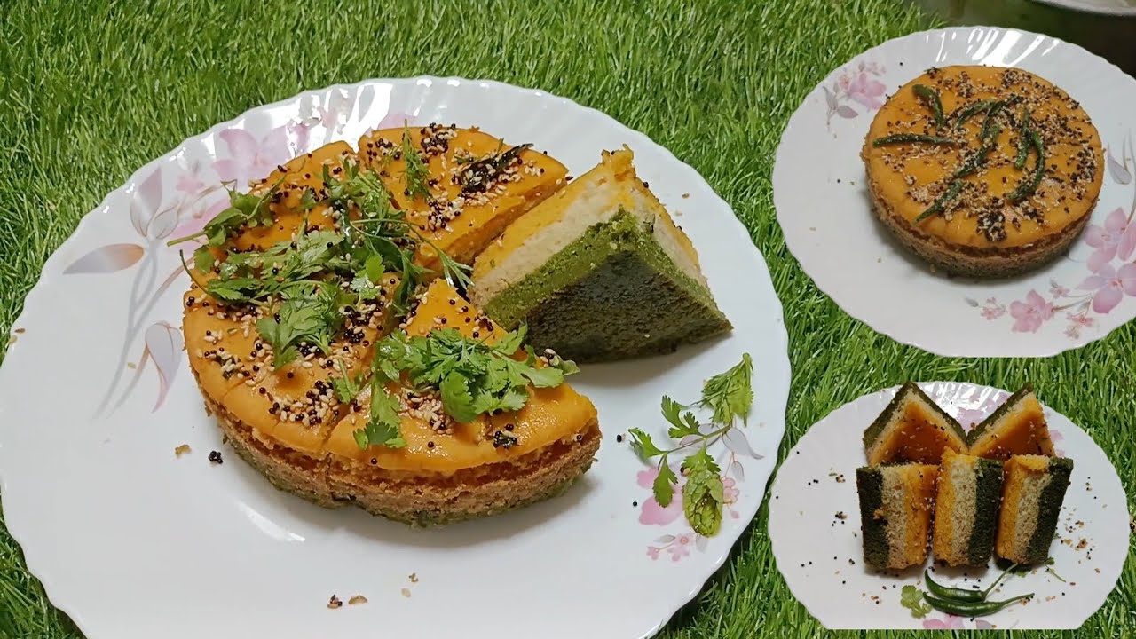 তিন রঙের নরম পুদিনা ধোকলা।এইভাবে বানালে ধোকলা ফেল হবে না। Soft and spongy tree colour dhokla.
