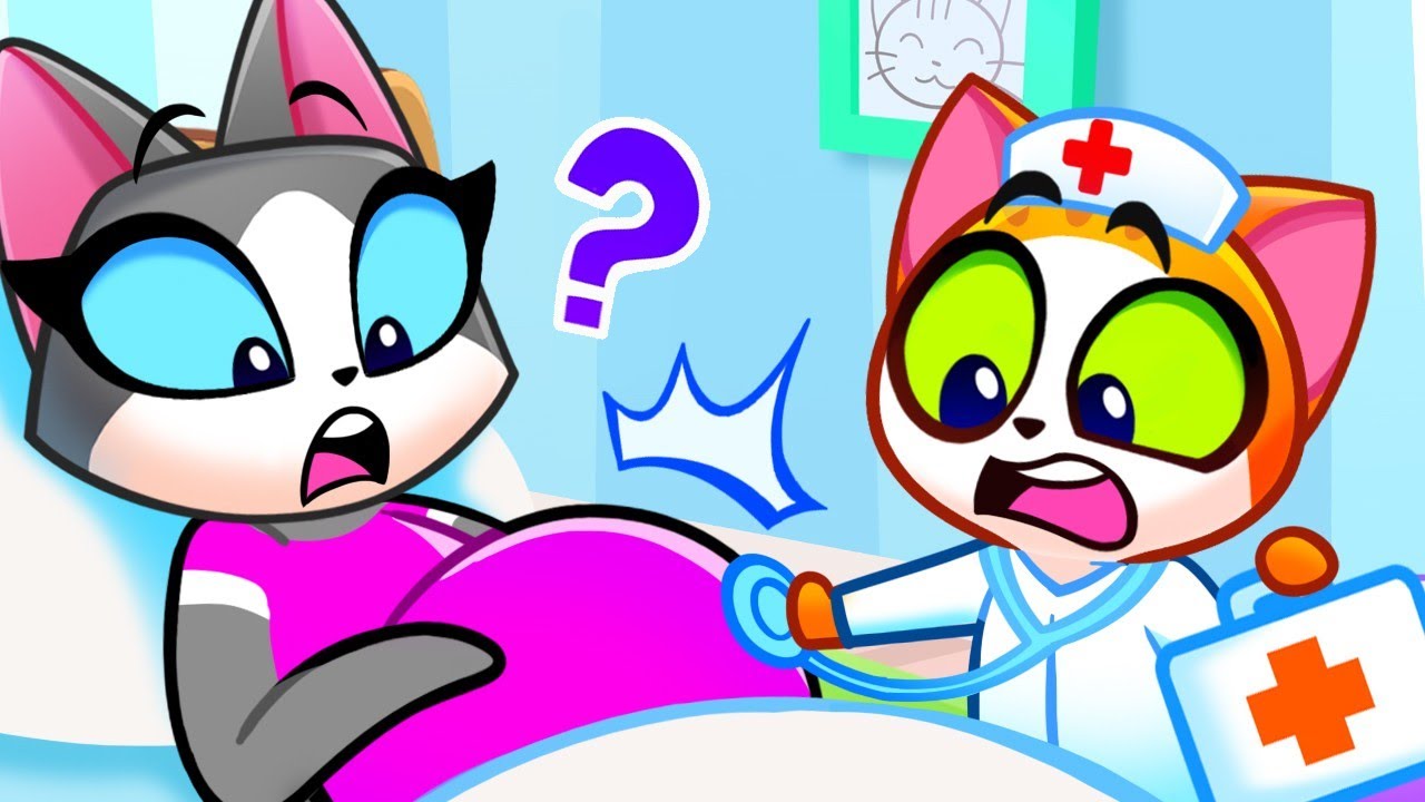 ¿Mamá Tiene un Secreto? ¡Cuidando a Mamá Embarazada! Dibujos Animados de Purr Purr