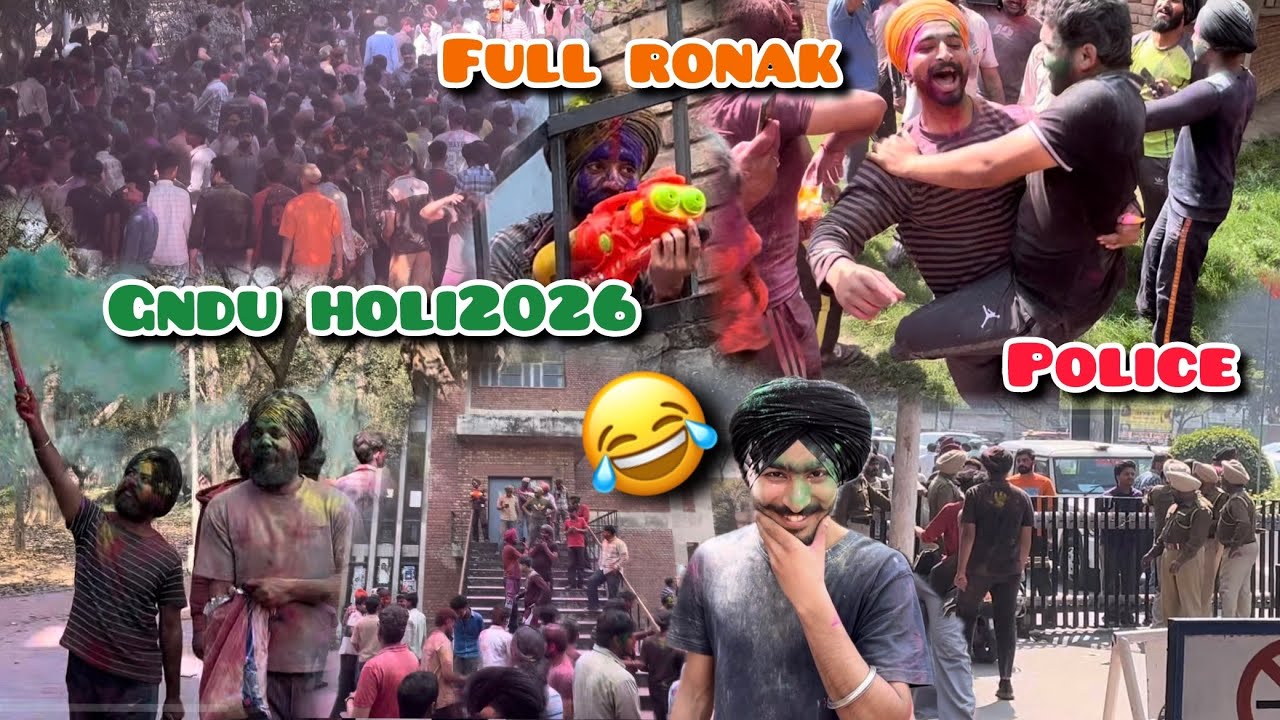 GNDU holi celebration 🥳 full ronkaa lagiyan hoia 🤣police ne entry nhi diti 🥺