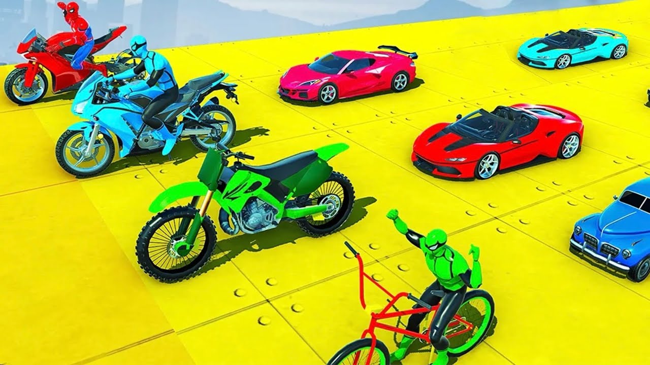 Gt car stunt mega ramp super car super bike truck superheros car stunt simulator gt car racing 