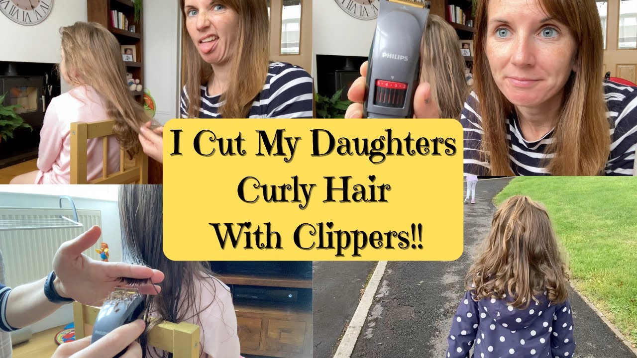 Cutting girls curly hair with clippers