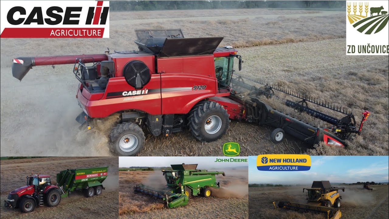 PODVEČERNÍ SKLIZEŇ ŘEPKY 2022/3 KOMBAJNY/CASE IH MAGNUM 340 CVX & BERGMANN GTW 300/ZD UNČOVICE/*4K*