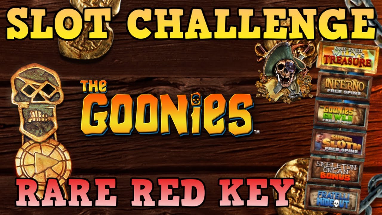 THE GOONIES Slot Challenge 💀 WITH RARE RED KEY 🔑 Can We Hit All 6 Bonuses?