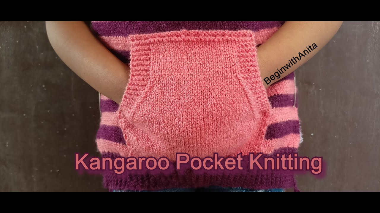 tutorial 143 - Kangaroo Pocket knitting in HINDI | कंगारू पॉकेट बुनाई