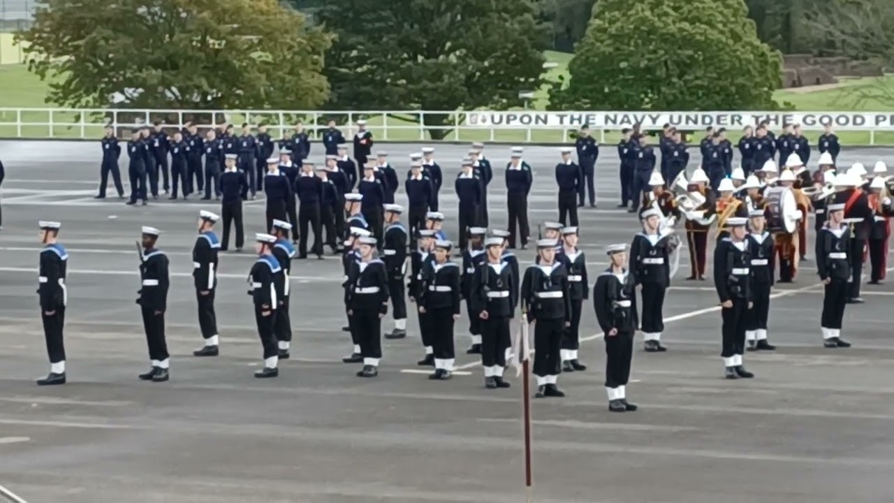 Royal Navy passing-out parade. Arms Drill at  the Halt