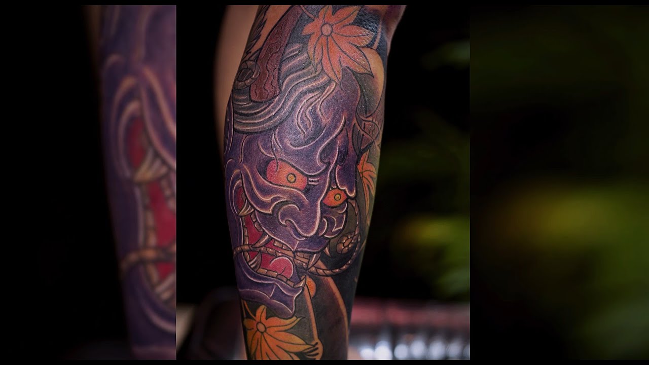 Color Hannya Mask Tattoo &bull; Japanese Neo-Traditional Realism