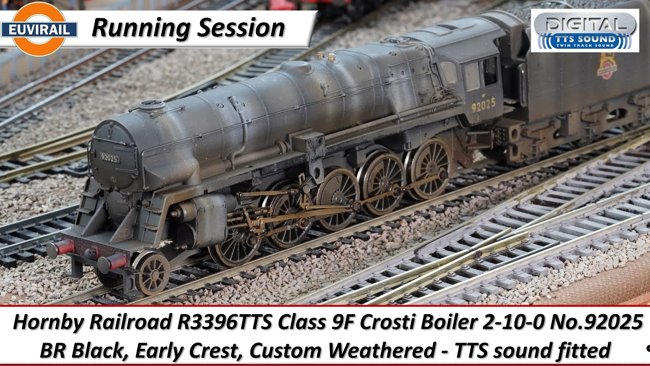 Hornby Railroad R3396TTS Class 9F Crosti 2-10-0 No.92025 BR Black, Custom Weathering, TTS sound