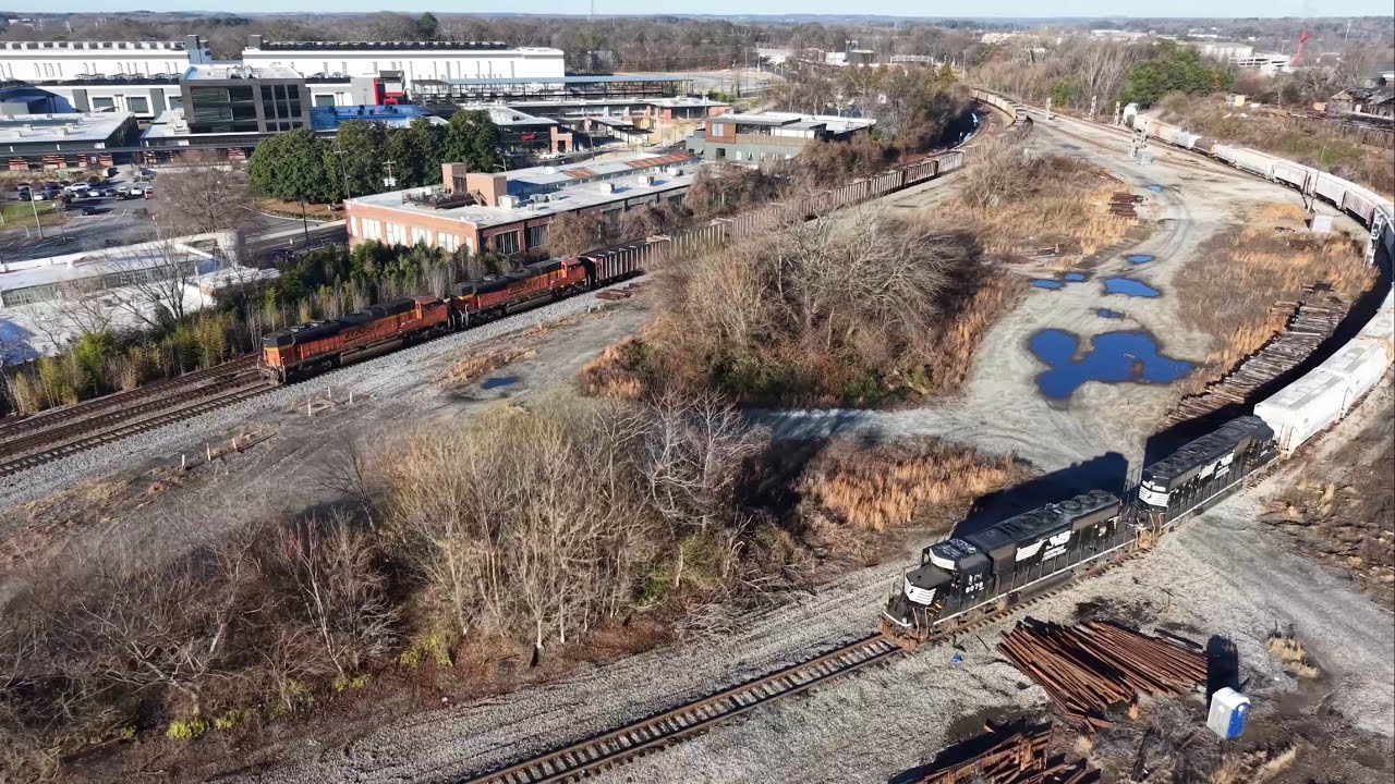 An NS Stack, a Combo and a BNSF Coal Train, Amtrak 19 Waits for the Morning Transfer to Clear