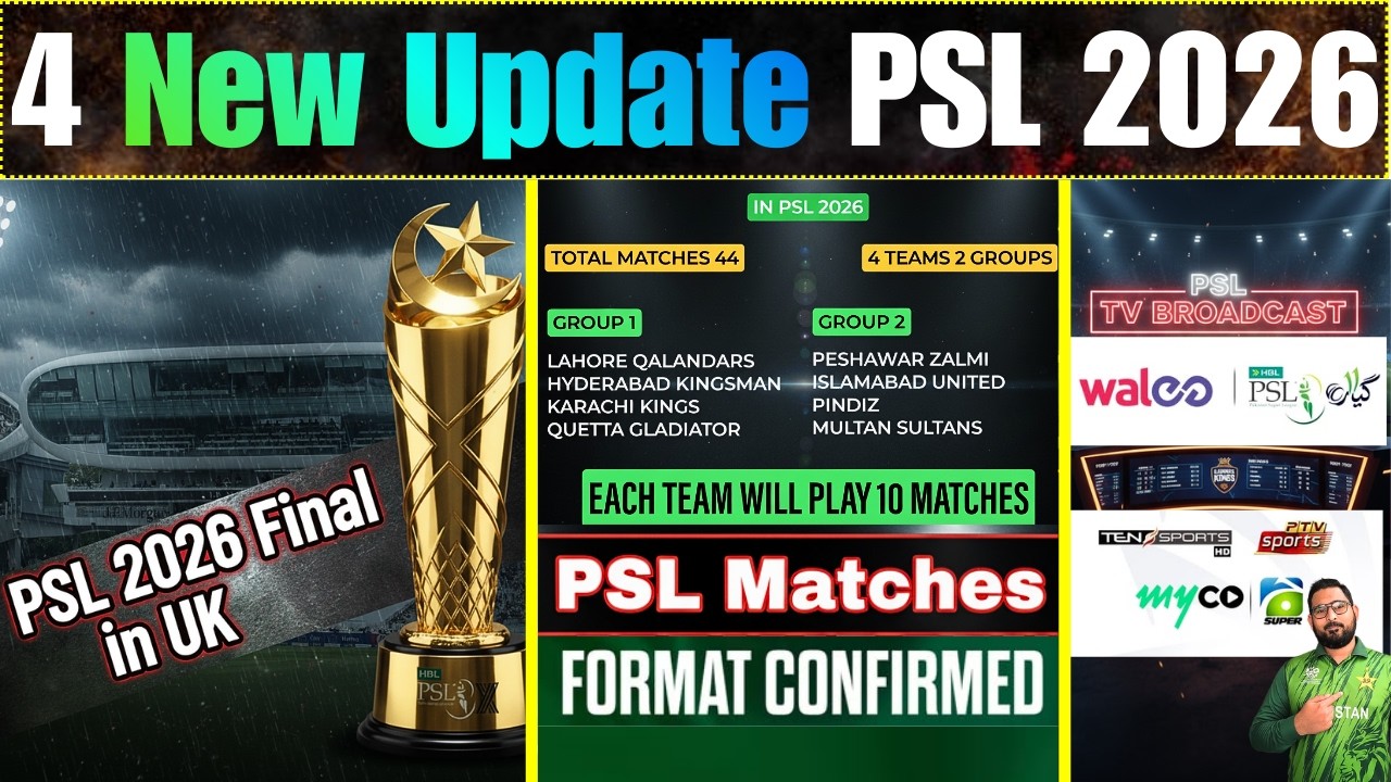 4 latest update PSL 2026 | PSL New Format schedule | PSL 11 Final in UK | PSL TV Broadcast Channel
