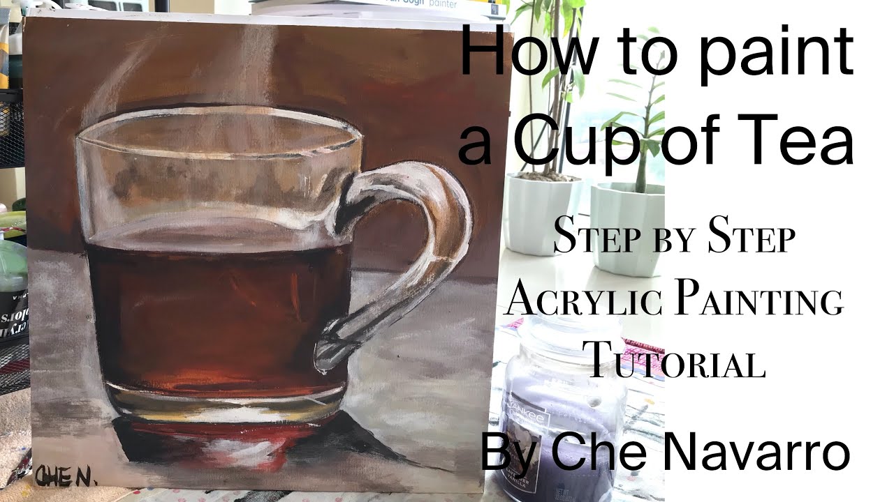 How to paint a cup of tea | Easy Step by Step Acrylic Painting Tutorial | Art