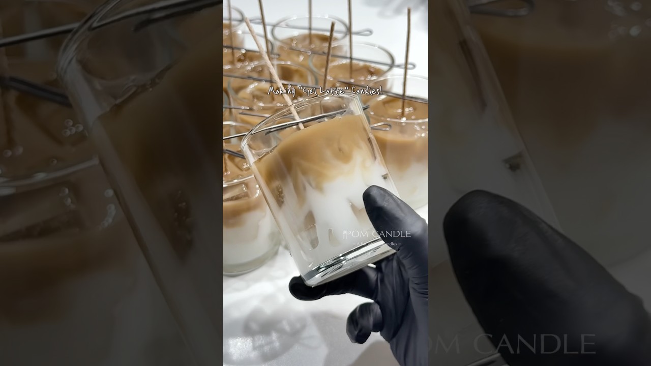 Making &ldquo;Gel Latte&rdquo; Candles☕️ラテのグラデーションがポイント☝🏻ひとつひとつ手作業で混ざりゆく瞬間を作っています✨️ #shorts #latte  #キャンドル