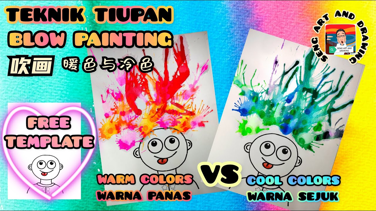 TEKNIK TIUPAN : WARNA PANAS VS WARNA SEJUK 🌟吹画 暖色与冷色 🌟Blow Painting : Warm Colors VS Cool Colors