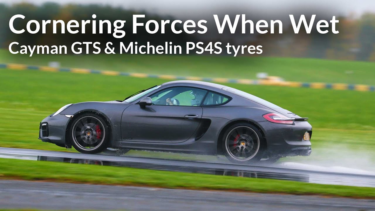 Сцепление на мокрой дороге - Porsche Cayman GTS (981) 2014 года с шинами Michelin PS4S.