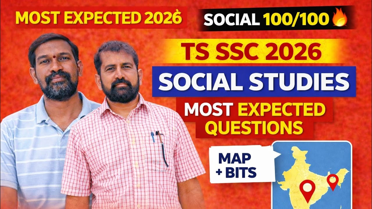 TS SSC 2026 Social Studies Most Important Questions | Map Pointing & Bits | Get 100/100 🔥