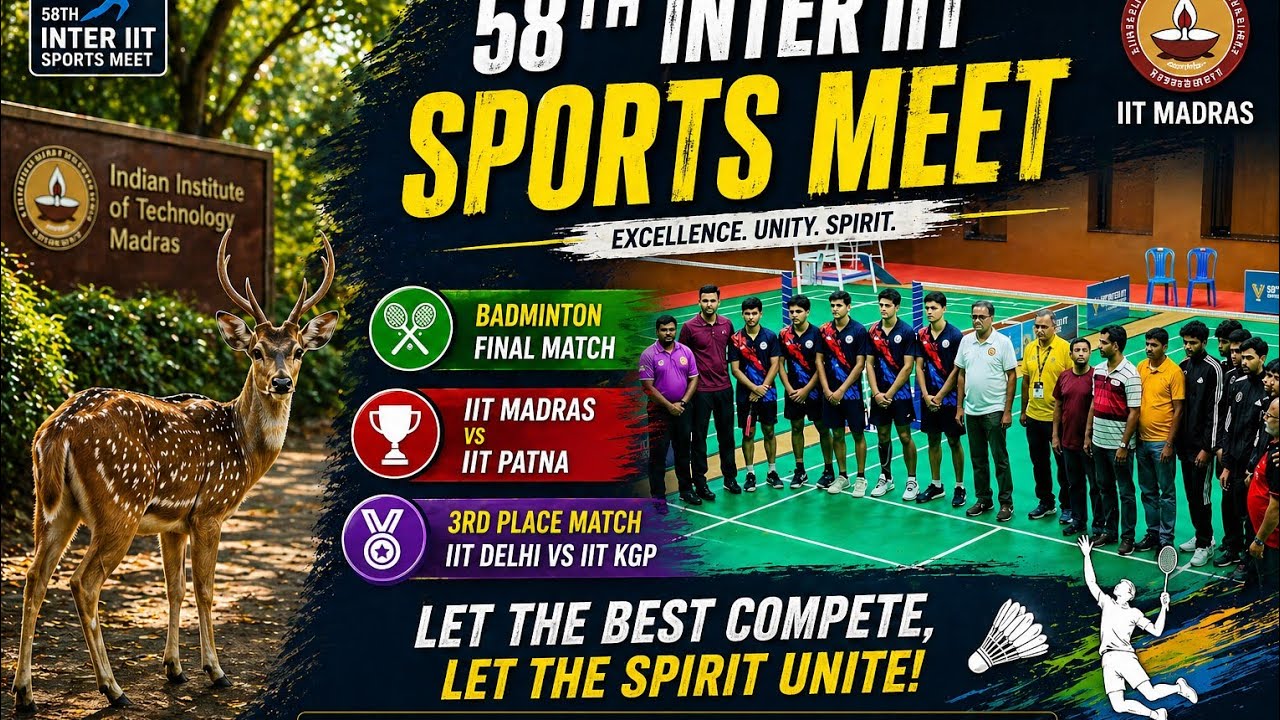58th Inter IIT Sports Meet, Badminton Final IIT Madras vs IIT Patna & 3rd place IIT Delhi vs IIT KGP