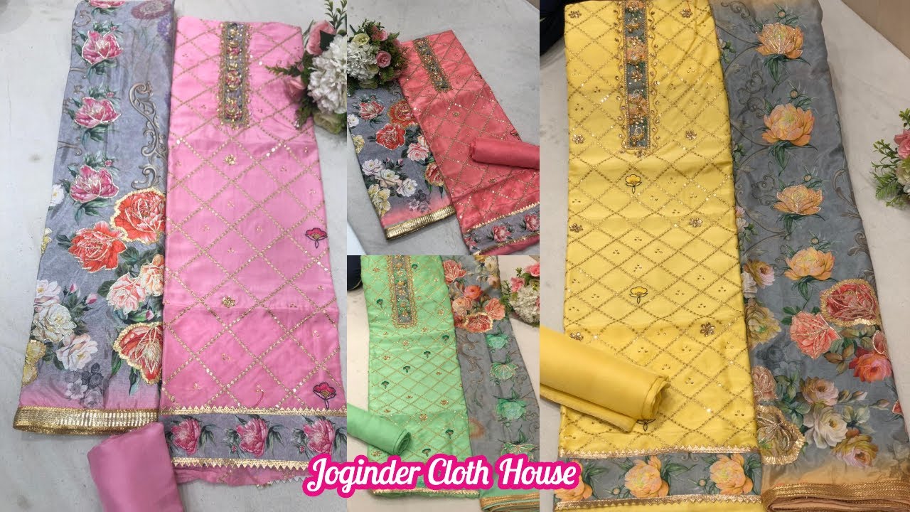 Upada Silk Suit With Hand Work And Floral Dupatta|Joginder Cloth House