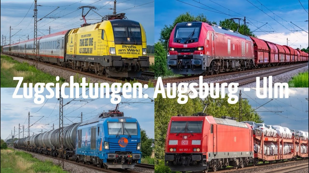Zugsichtungen an der Strecke Augsburg - Ulm: mit Werbe Taurus, Eurodual, KLV, DB Mischern, DE18 uvm