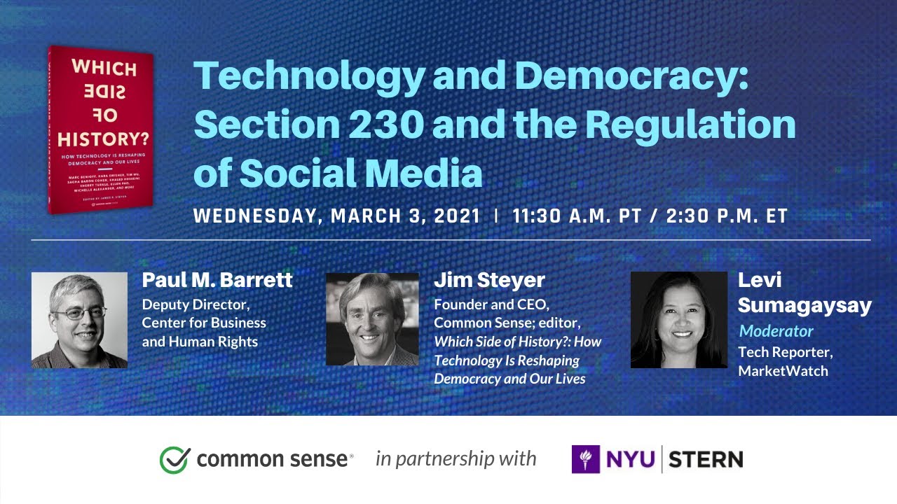 Technology and Democracy: Section 230 and The Regulation of Social Media