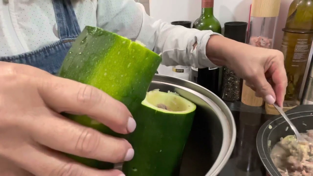 Zapallos italianos rellenos deliciosos.