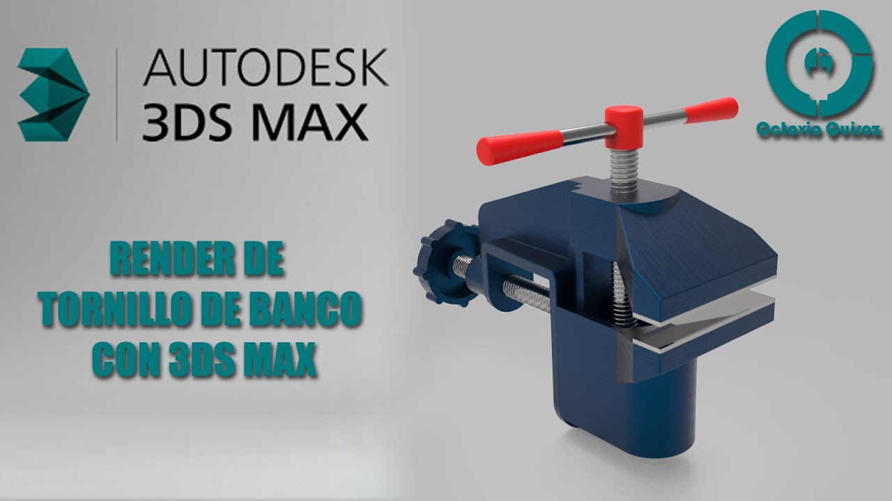 Representación de Tornillo de Banco - Render Bench Vice CAD Parte 3