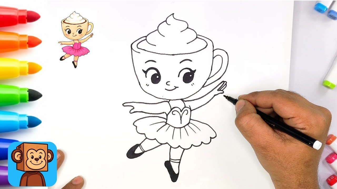 Ballerina Cappuccina Drawing 🩰☕ | Cute Coffee Ballerina Art | Easy Drawing for Kids