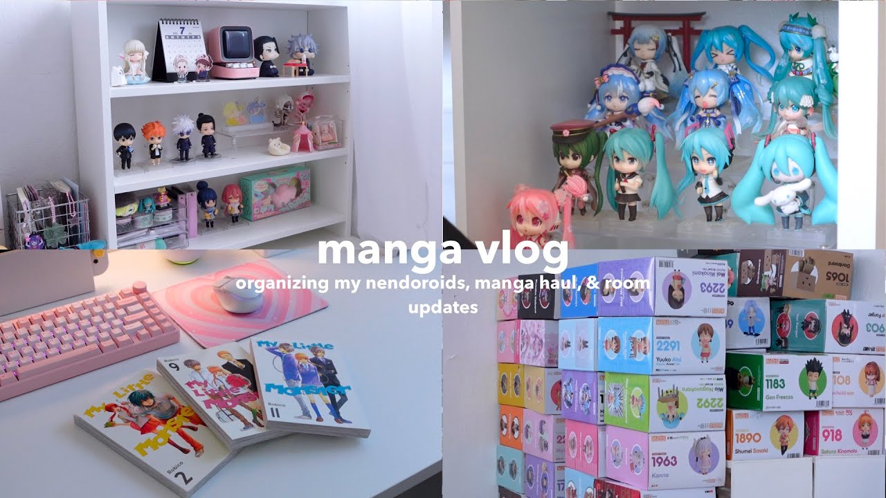 manga vlog | organizing my nendoroids, manga haul, & room updates