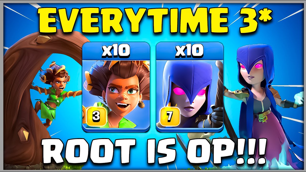 EveryTime 3 Star !! Th16 Root Rider Attack Strategy - Best New TH16 Root Witch Strategy | Coc