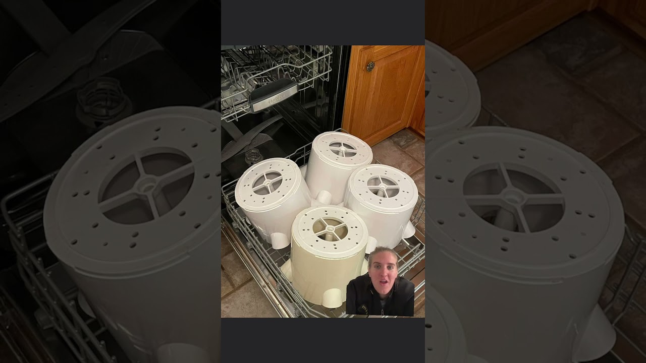 Cleaning your tower garden in the dishwasher . After!