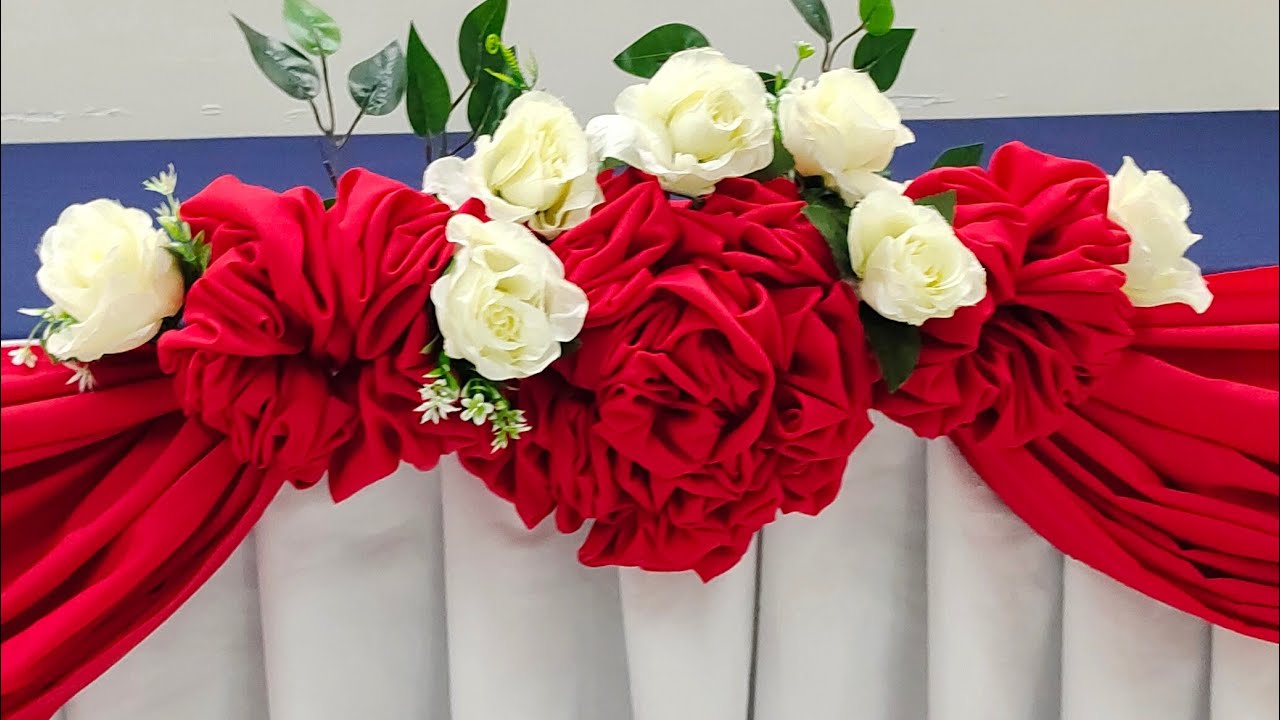 ROSE FOLD FLOWER FOLD DESIGN WITH ARTIFICIAL FLOWERS TABLE SKIRTING TUTORIAL