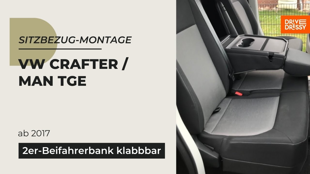 DriveDressy Sitzbezüge beziehen - VW Crafter / MAN TGE Beifahrerbank klappbar
