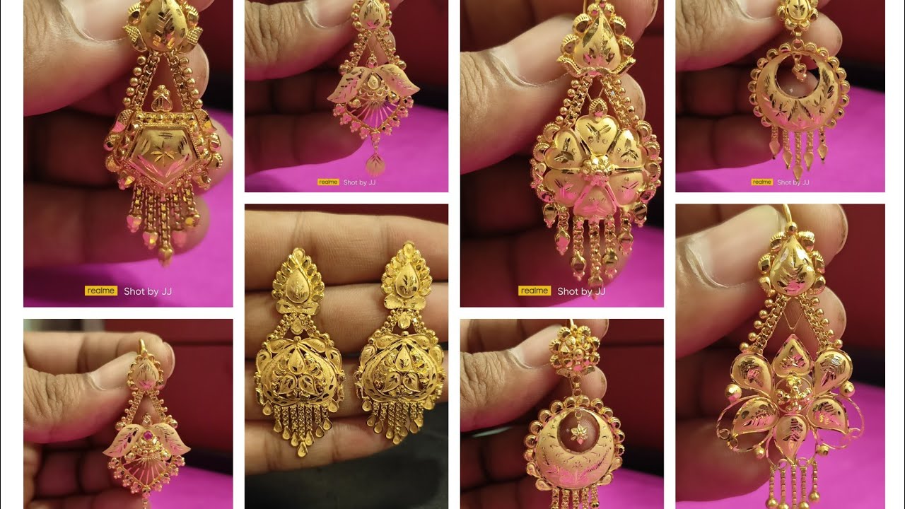 Light weight gold earrings dull | hoops earring | stud earring | jhumka earring | for bridal jewelle