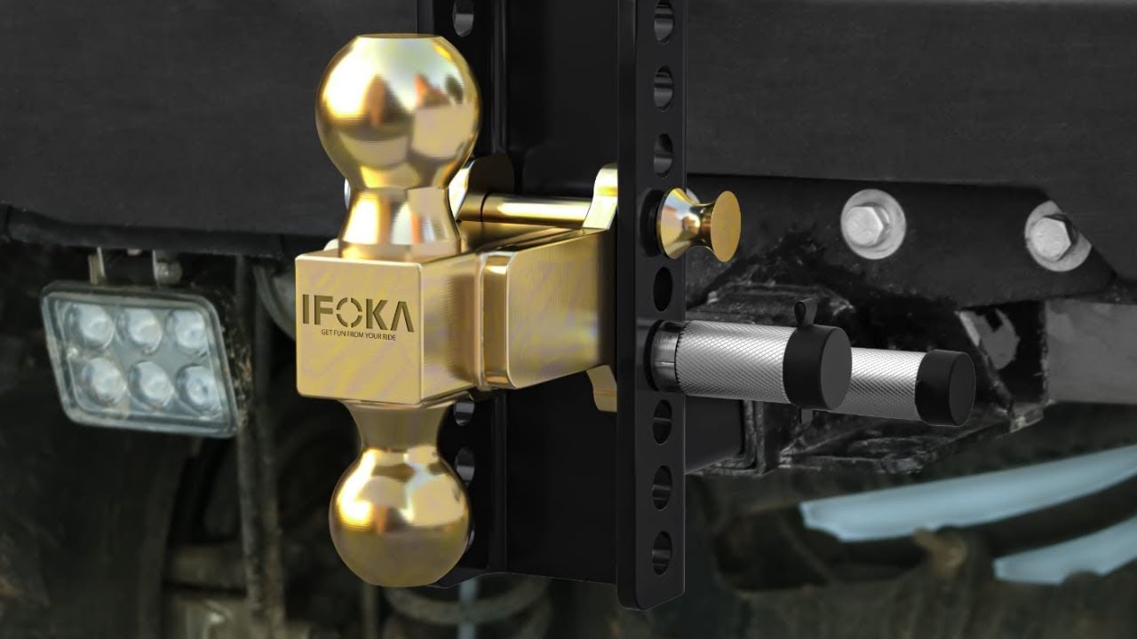 IFOKA Adjustable Trailer Hitch, Fits 2 Inch Receiver, 6 Inch Drop Hitch Ball Mount, 20,000 LBS GTW