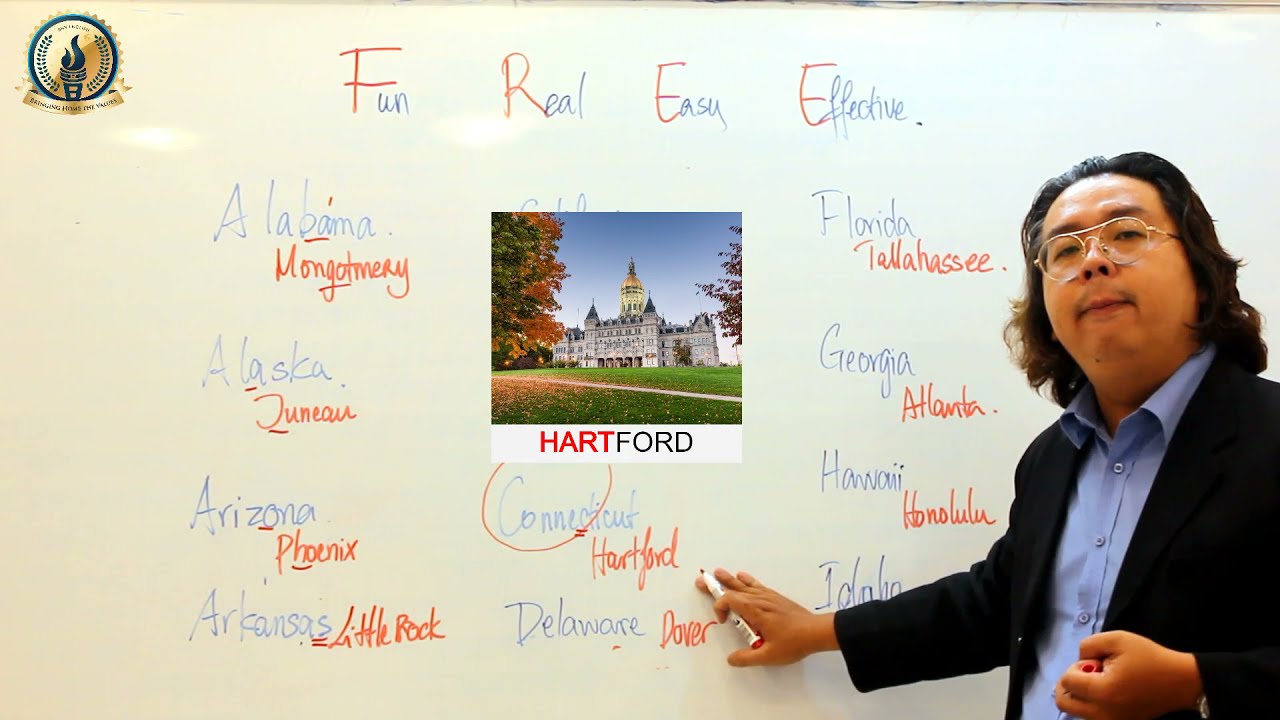 How to pronounce the 50 states of America and their capital cities - Part 01