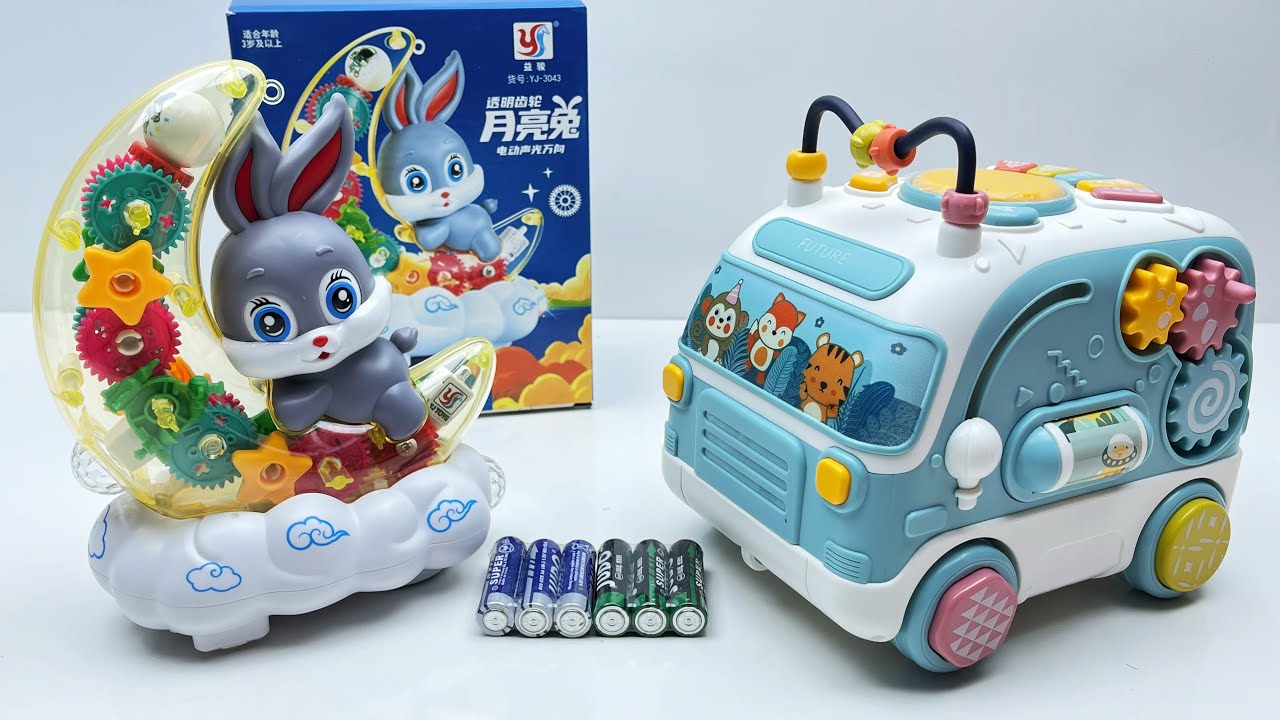 9-Minute Electric Toy Unboxing: Transparent Gear Moon Rabbit Baby Bus Toy Car ASMR Review Toy