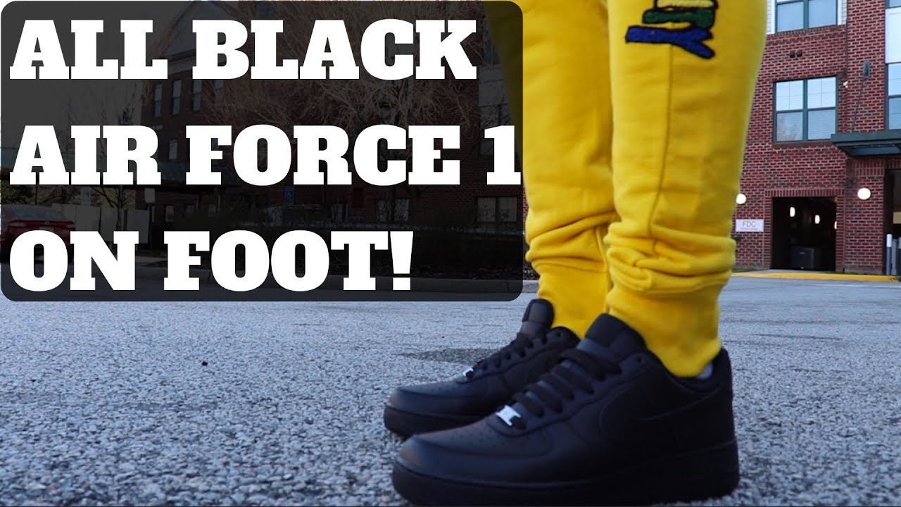 ALL BLACK AIR FORCE 1 REVIEW & ON FOOT!!!