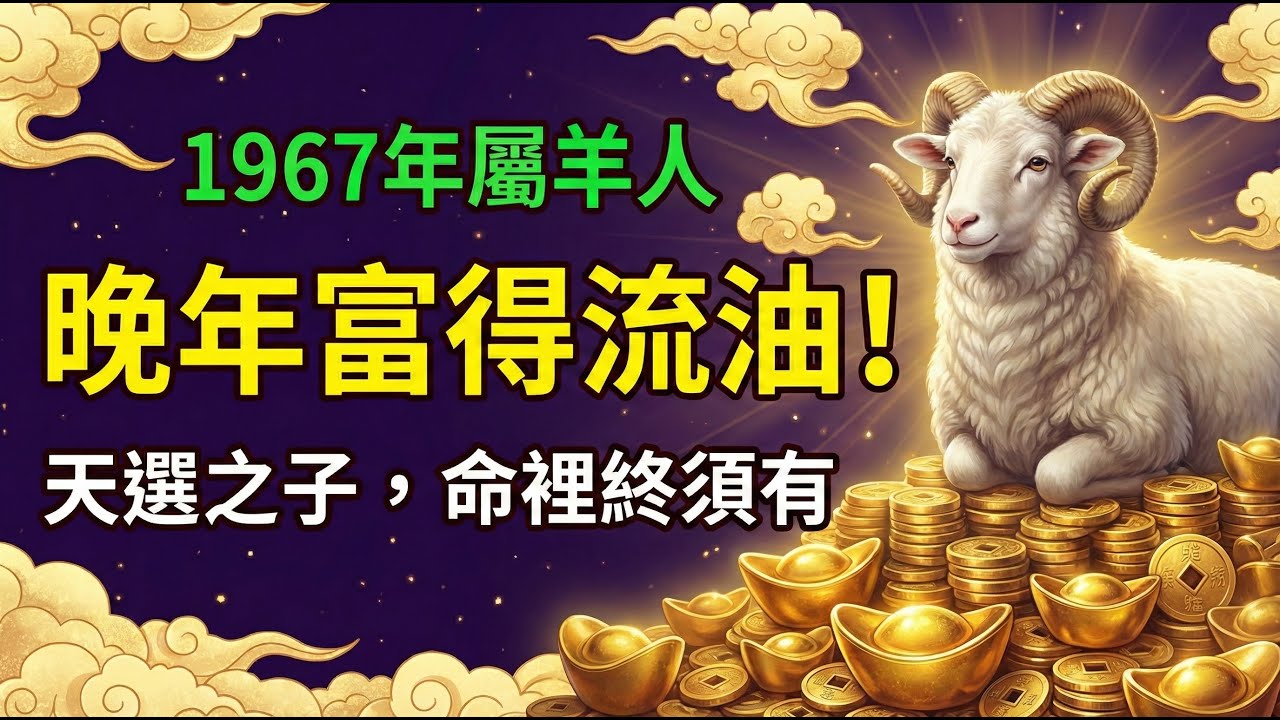 命裡有時終須有！1967年屬羊人是「天選之子」？晚年注定富得流油、無憂無慮享清福！#1967年屬羊 #屬羊運勢 #生肖羊運勢 #屬羊運勢 #財運 #偏財 #丁未羊 #屬羊 #生肖羊 #1967年生肖羊