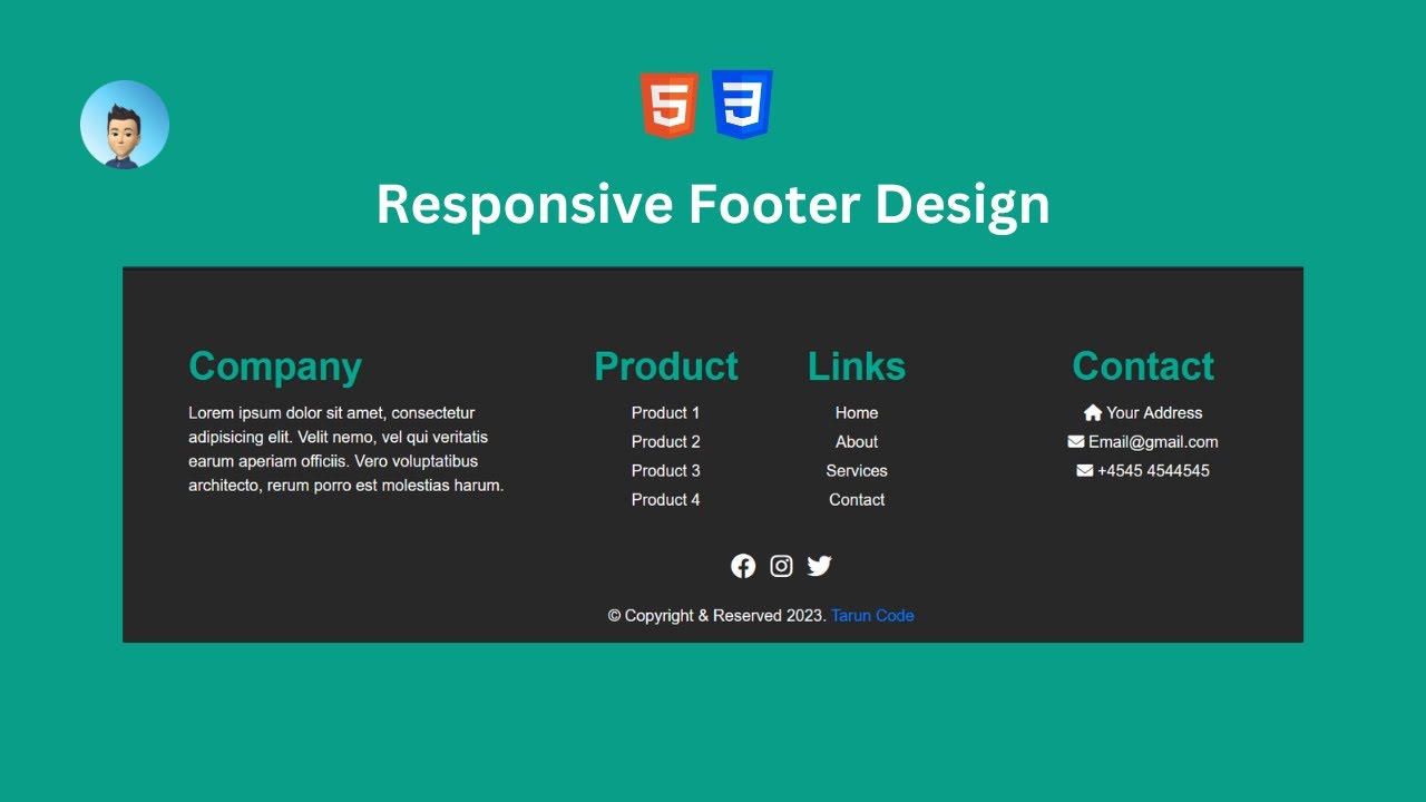 Responsive footer design in html css